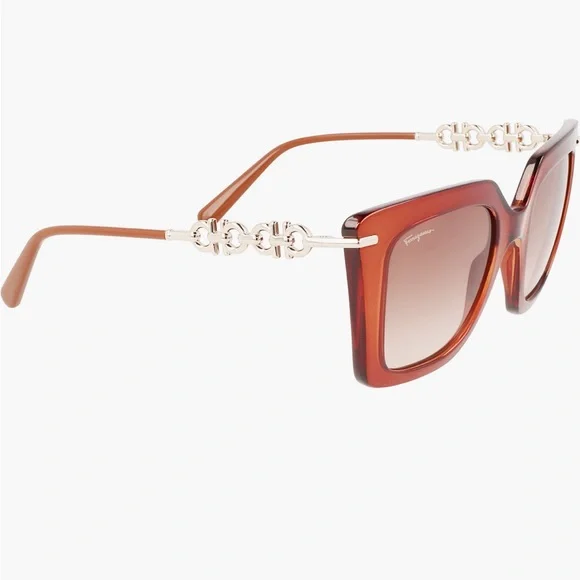 NWT Salvatore Ferragamo Brown Sunglasses - Picture 3 of 7
